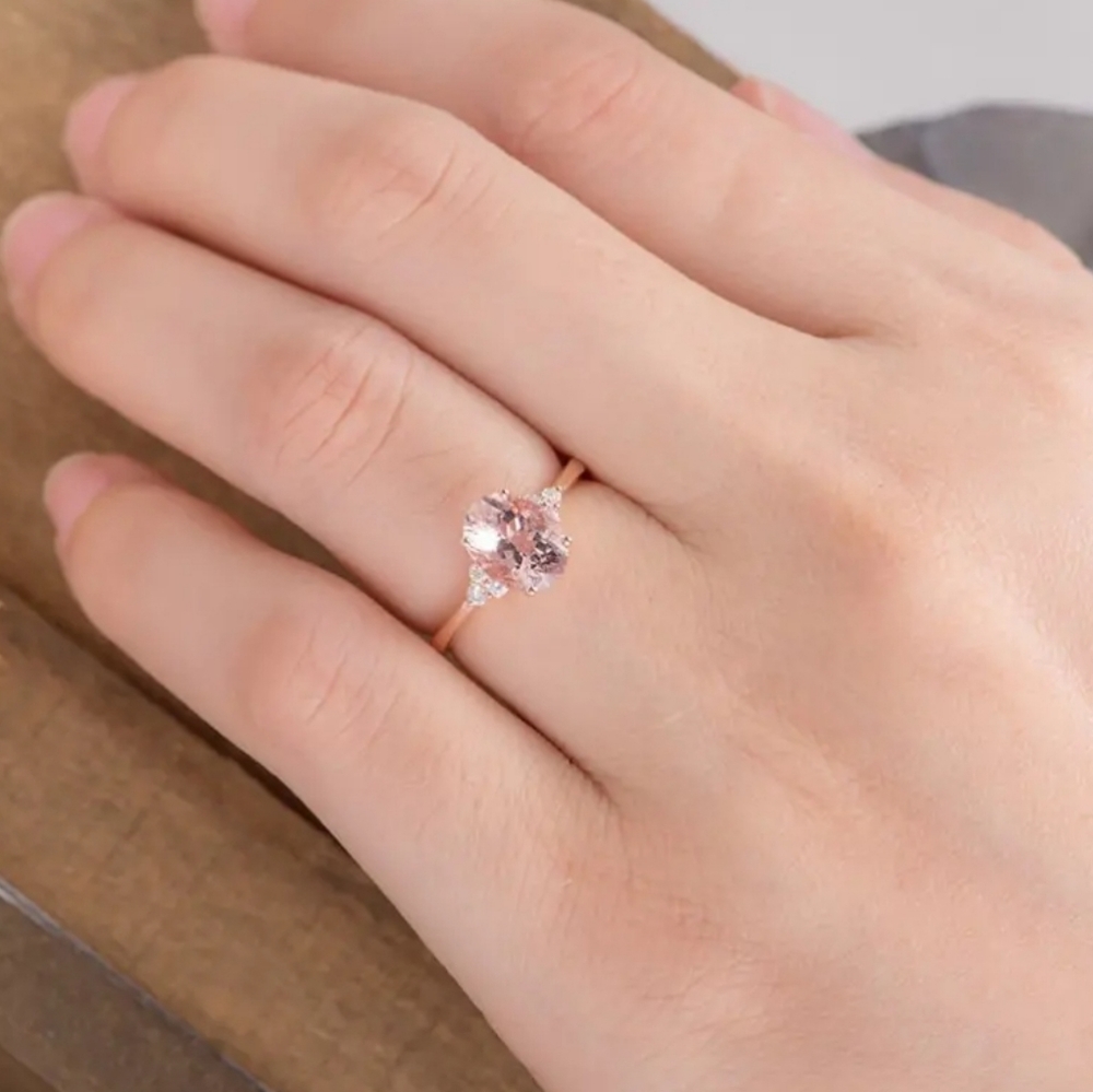 Beautiful Rose Gold Romantic Decorative Sz 8 Ring Zircon Gift - Picture 1 of 6